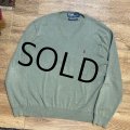 ビンテージ【ラルフローレン】POLO RALPH LAUREN【若草色】【Vネック】【コットンセーター】【サイズL】  