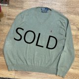 ビンテージ【ラルフローレン】POLO RALPH LAUREN【若草色】【Vネック】【コットンセーター】【サイズL】  
