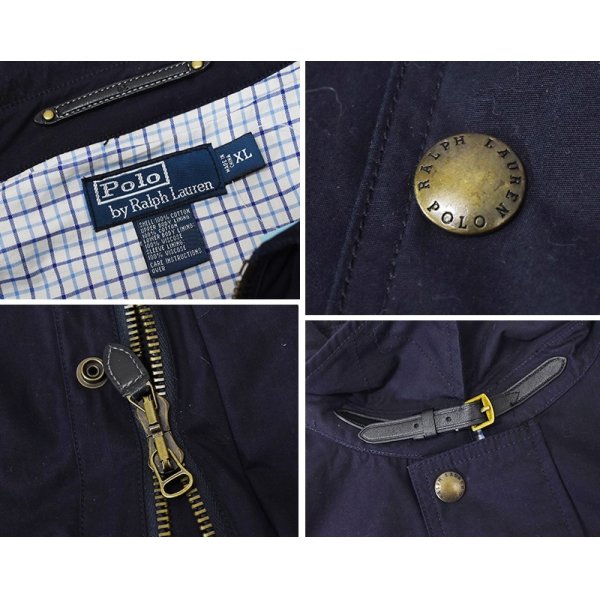 画像2: 【RALPH LAUREN】【ラルフローレン】【ネイビー×裏地チェック】【コットンジャケット】【ジップアップコート】【サイズXL】 