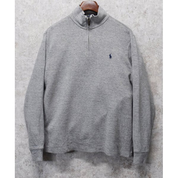 画像1: 【ラルフローレン】POLO RALPH LAUREN【グレー】【無地】【ハーフジップ】【コットンセーター】【サイズM】  