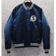 画像1: ~90's【USA製】【ビンテージ】【Chalk Line】【チョークライン】SOUTH WIRE【紺ｘリブ白ライン】【中綿入りサテンスタジャン】【サイズL】<br> (1)