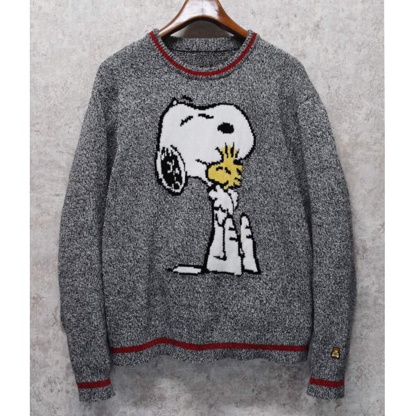 画像1: 【ビンテージ】【Teddy Fresh】スヌーピー【黒ｘ白ｘリブ赤ライン】【セーター】 