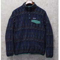 ビンテージ【パタゴニア】patagonia【青ｘ緑】【総柄】ライトウェイト シンチラ スナップT プルオーバー 【サイズM】 