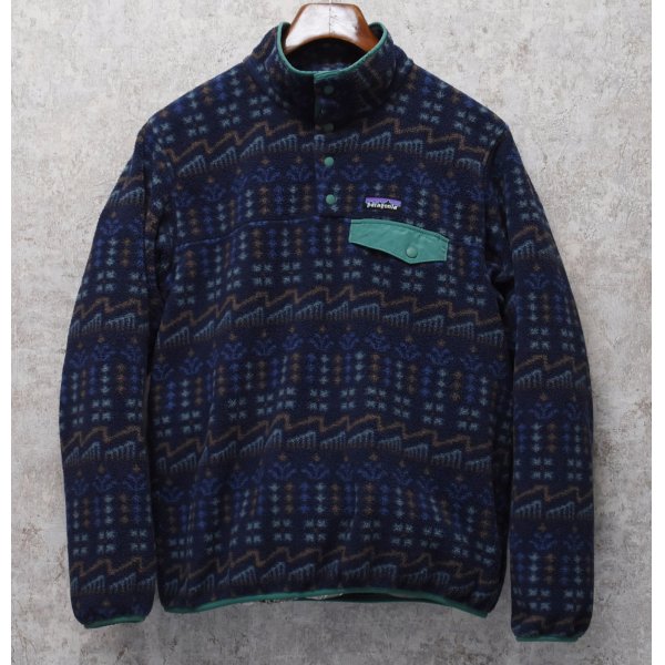 画像1: ビンテージ【パタゴニア】patagonia【青ｘ緑】【総柄】ライトウェイト シンチラ スナップT プルオーバー 【サイズM】 