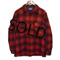 程度良好!!【USA製】70’ｓ【ビンテージ】【ペンドルトン】Pendleton【赤×黒】【オンブレチェック】【ウールシャツ】【サイズＬ】 