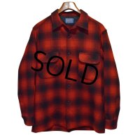 程度良好!!【USA製】70’ｓ【ビンテージ】【ペンドルトン】Pendleton【赤×黒】【オンブレチェック】【ウールシャツ】【サイズＬ】 