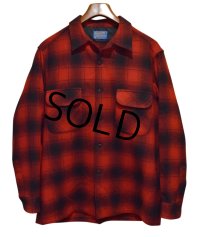 程度良好!!【USA製】70’ｓ【ビンテージ】【ペンドルトン】Pendleton【赤×黒】【オンブレチェック】【ウールシャツ】【サイズＬ】 