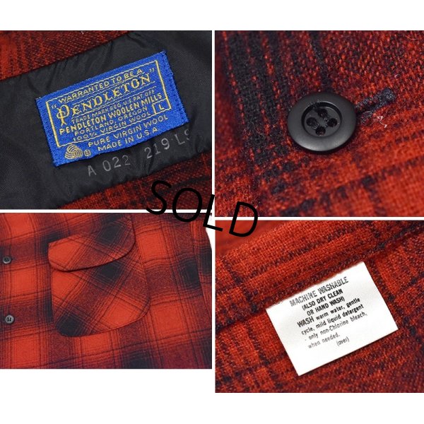 画像2: 程度良好!!【USA製】70’ｓ【ビンテージ】【ペンドルトン】Pendleton【赤×黒】【オンブレチェック】【ウールシャツ】【サイズＬ】 