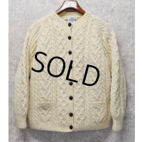 ビンテージ【アイルランド製】【JOHN MOLLOY】ジョンモロイ 【アランカーディガン】サイズW-L程度【レディース古着】 