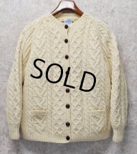 ビンテージ【アイルランド製】【JOHN MOLLOY】ジョンモロイ 【アランカーディガン】サイズW-L程度【レディース古着】 