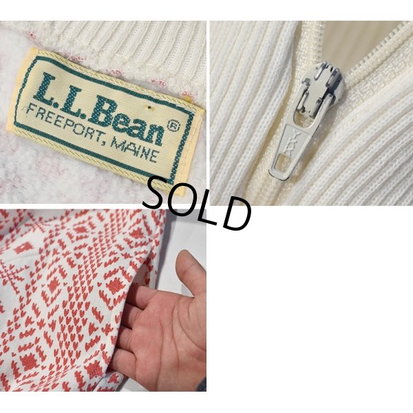 画像2: 80's~【ビンテージ】L.L.Bean【ＬＬビーン】【白ｘ赤】総柄【ハーフジップスウェット】 レディース古着 