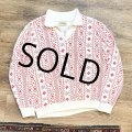 80's~【ビンテージ】L.L.Bean【ＬＬビーン】【白ｘ赤】総柄【ハーフジップスウェット】 レディース古着 