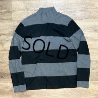 【ラルフローレン】POLO RALPH LAUREN【黒ｘチャコール】ボーダー 針抜き【タートルネックロンT】【サイズＭ】 
