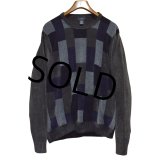 【ビンテージ】【Dockers】ドッカーズ【黒ｘブルー×ブラウン】【アクリルｘレーヨン】【タオル地】スウェット【サイズXL】 