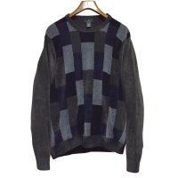 【ビンテージ】【Dockers】ドッカーズ【黒ｘブルー×ブラウン】【アクリルｘレーヨン】【タオル地】スウェット【サイズXL】 