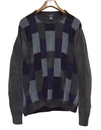 【ビンテージ】【Dockers】ドッカーズ【黒ｘブルー×ブラウン】【アクリルｘレーヨン】【タオル地】スウェット【サイズXL】 