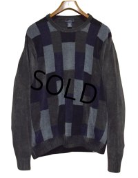 【ビンテージ】【Dockers】ドッカーズ【黒ｘブルー×ブラウン】【アクリルｘレーヨン】【タオル地】スウェット【サイズXL】 