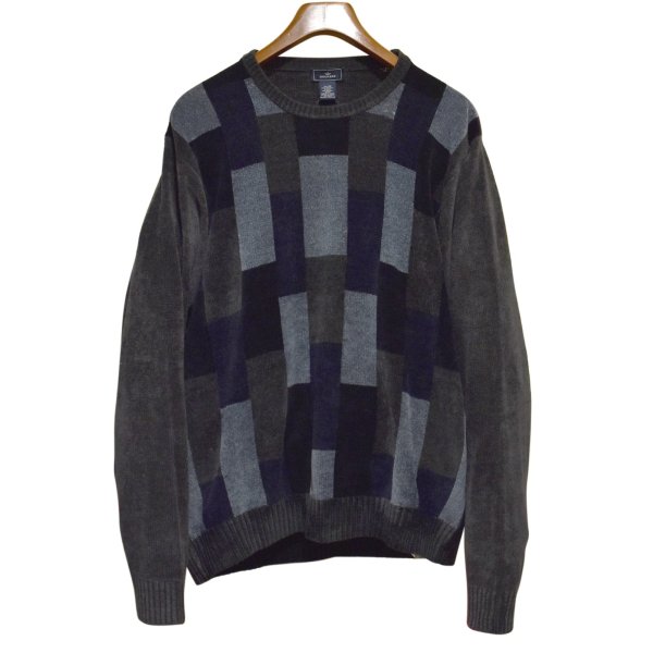 画像1: 【ビンテージ】【Dockers】ドッカーズ【黒ｘブルー×ブラウン】【アクリルｘレーヨン】【タオル地】スウェット【サイズXL】 