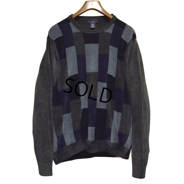 画像1: 【ビンテージ】【Dockers】ドッカーズ【黒ｘブルー×ブラウン】【アクリルｘレーヨン】【タオル地】スウェット【サイズXL】 