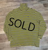USA製【オールドラルフローレン】POLO RALPH LAUREN ビンテージ【黄色ｘネイビー】ボーダー【タートルネックロンT】【サイズL】 