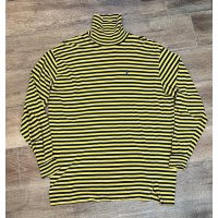 USA製【オールドラルフローレン】POLO RALPH LAUREN ビンテージ【黄色ｘネイビー】ボーダー【タートルネックロンT】【サイズL】 