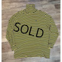 USA製【オールドラルフローレン】POLO RALPH LAUREN ビンテージ【黄色ｘネイビー】ボーダー【タートルネックロンT】【サイズL】 
