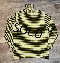 USA製【オールドラルフローレン】POLO RALPH LAUREN ビンテージ【黄色ｘネイビー】ボーダー【タートルネックロンT】【サイズL】 