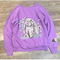 90's【ビンテージ】【Pannil】パニール【ウサギプリント】【パープル】【スウェット】【レディース古着】【サイズL】 