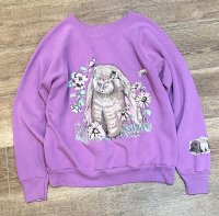 90's【ビンテージ】【Pannil】パニール【ウサギプリント】【パープル】【スウェット】【レディース古着】【サイズL】 