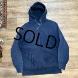 80's~【USA製】【ビンテージ】【LAND’S END】ランズエンド別注【チャンピオン】【Champion】【リバースウィーブ】紺【目無し】パーカー【サイズＬ】 