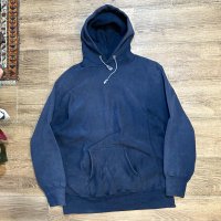 80's~【USA製】【ビンテージ】【LAND’S END】ランズエンド別注【チャンピオン】【Champion】【リバースウィーブ】紺【目無し】パーカー【サイズＬ】 