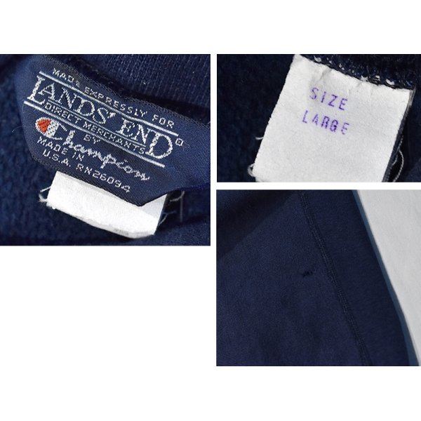 画像2: 80's~【USA製】【ビンテージ】【LAND’S END】ランズエンド別注【チャンピオン】【Champion】【リバースウィーブ】紺【目無し】パーカー【サイズＬ】 
