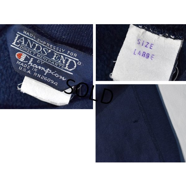 画像2: 80's~【USA製】【ビンテージ】【LAND’S END】ランズエンド別注【チャンピオン】【Champion】【リバースウィーブ】紺【目無し】パーカー【サイズＬ】 