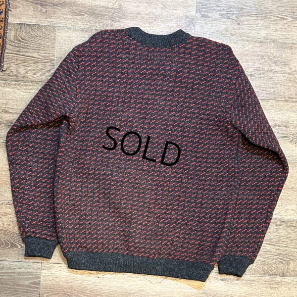 画像3: 80’s ノルウェー製【L.L.Bean】【ＬＬビーン】【バーズアイ】【チャコール×赤】【ウールニットセーター】【サイズＬ】 