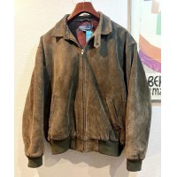 90's~ ビンテージ【ラルフローレン】【POLO RALPH LAUREN】ブラウン チンストラップ付き【スエードブルゾン】スウィングトップ【サイズＬ】 