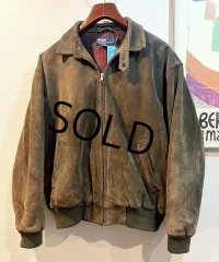90's~ ビンテージ【ラルフローレン】【POLO RALPH LAUREN】ブラウン チンストラップ付き【スエードブルゾン】スウィングトップ【サイズＬ】 