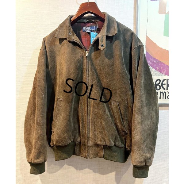 画像1: 90's~ ビンテージ【ラルフローレン】【POLO RALPH LAUREN】ブラウン チンストラップ付き【スエードブルゾン】スウィングトップ【サイズＬ】 