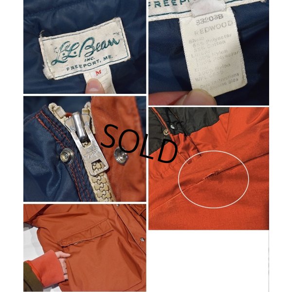 画像2: 70's【ビンテージ】【ＬＬビーン】筆記体タグ【L.L.bean】【エンジ×紺】【中綿入りマウンテンパーカー】【中綿入りジャケット】【サイズM】 