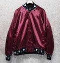 【USA製】【ビンテージ】Black sheep【ブラックシープ】【エンジ】柄リブ【サテンスタジャン】【サイズＸＬ】 