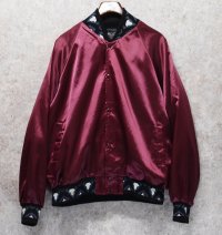 【USA製】【ビンテージ】Black sheep【ブラックシープ】【エンジ】柄リブ【サテンスタジャン】【サイズＸＬ】 