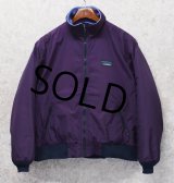 90's【ビンテージ】L.L.Bean【ＬＬビーン】【紫×紺リブ】裏地フリース【ウォームアップジャケット】【メンズＭ程度】 