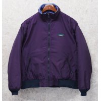 90's【ビンテージ】L.L.Bean【ＬＬビーン】【紫×紺リブ】裏地フリース【ウォームアップジャケット】【メンズＭ程度】 