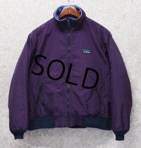 90's【ビンテージ】L.L.Bean【ＬＬビーン】【紫×紺リブ】裏地フリース【ウォームアップジャケット】【メンズＭ程度】 