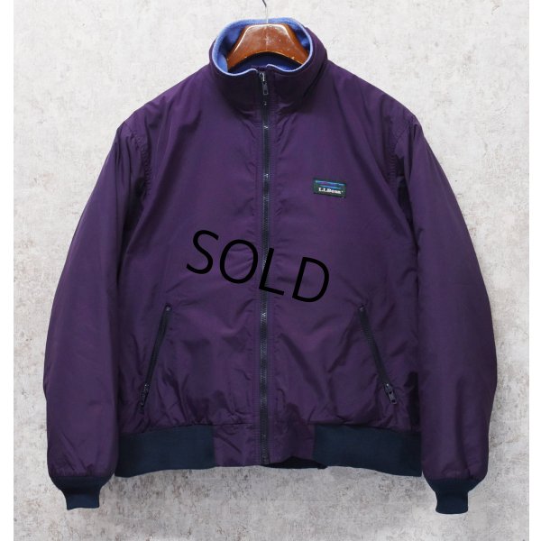 画像1: 90's【ビンテージ】L.L.Bean【LLビーン】【紫×紺リブ】裏地フリース【ウォームアップジャケット】【メンズM程度】