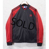 【ビンテージ】【アディダス】adidas【黒×赤ライン】【背面トレフォイルロゴ】【トラックジャージ】【サイズＬ】 
