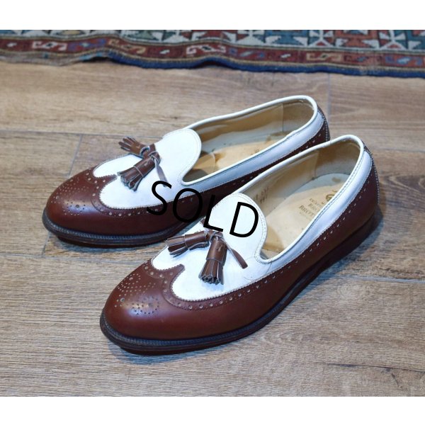 画像1: 【ブルックスブラザーズ】【茶色×白】【オールデン】メダリオン【タッセルローファー】【9 1/2 2E】【27.5cm程度】 