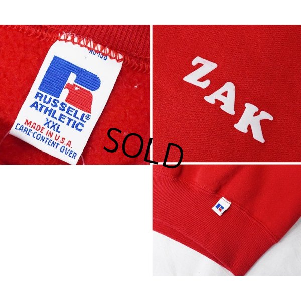 画像2: 90's〜【USA製】【ビンテージ】【ラッセル】RUSSELL【ZAK】赤 前V付き【ハイネックスウェット】【サイズXXL】 