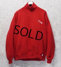 90's〜【USA製】【ビンテージ】【ラッセル】RUSSELL【ZAK】赤 前V付き【ハイネックスウェット】【サイズXXL】 