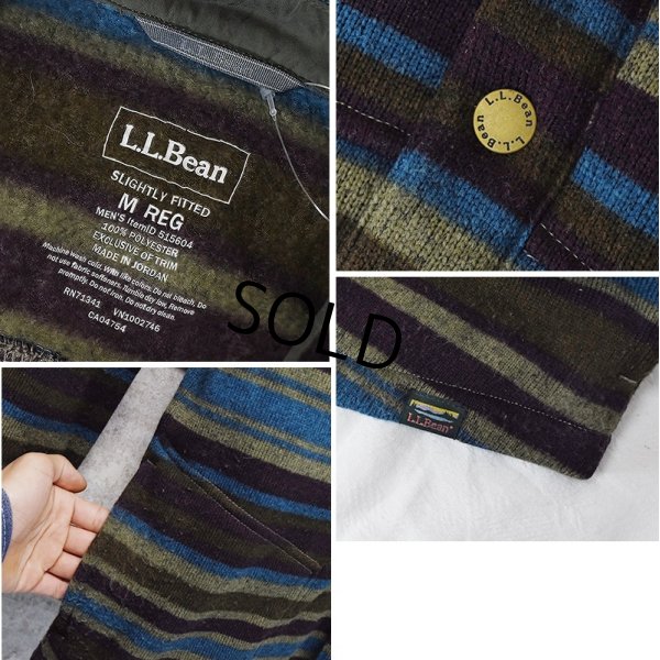 画像2: 【L.L.Bean 】【L.L.ビーン】ビンテージ【オリーブｘ紫ｘ水色】ボーダー【フリースジャケット】フリースシャツ【サイズＭＲ】 