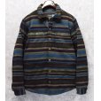 画像1: 【L.L.Bean 】【L.L.ビーン】ビンテージ【オリーブｘ紫ｘ水色】ボーダー【フリースジャケット】フリースシャツ【サイズＭＲ】<br> (1)